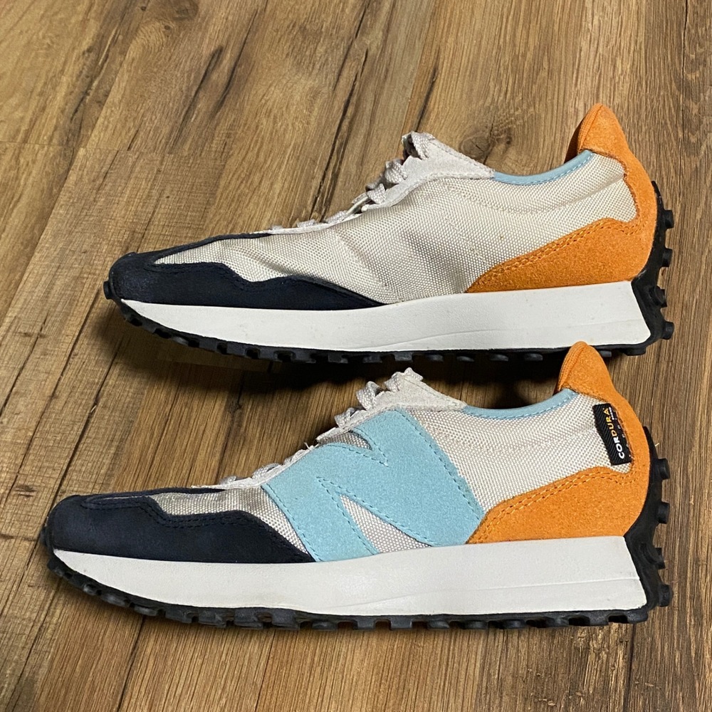 New Balance 327 Incense Blue Orange Cordura Suede Sneakers Mens 5.5 Woman's 7 - Picture 7 of 9
